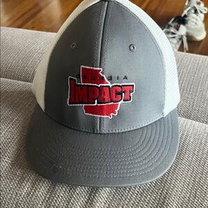 Gray and White Georgia Impact Cap premium flexfit XS